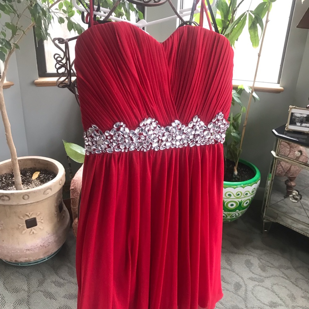 Red Dress With Rhinestones - Picture 3 of 7